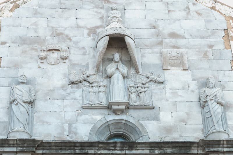 Architectural detail of the Church of Santa Maria do Castelo in Tavira, Portugal