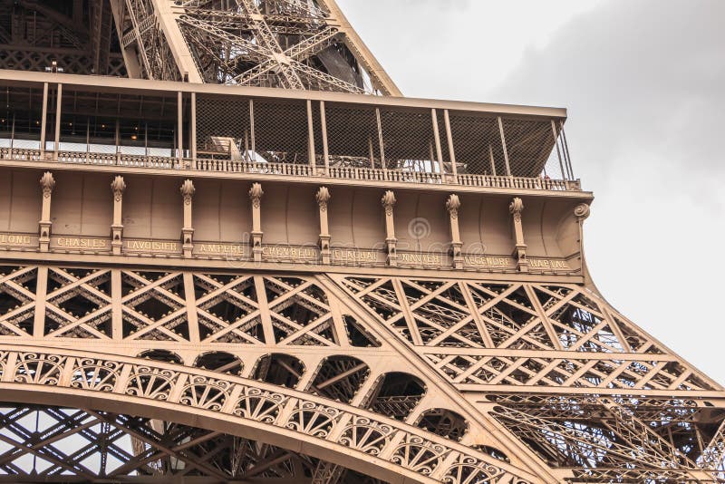 Architectural Detail of the Eiffel Tower in Paris Stock Image - Image