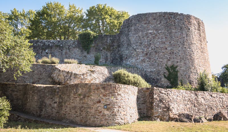 Architectural detail of the medieval castle of Montaigu , France