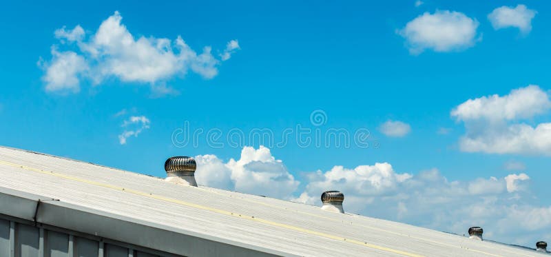 Architectural detail of metal roofing on commercial construction