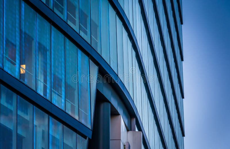 Architectural details of the modern WSFS Bank building in downtown Wilmington, Delaware.