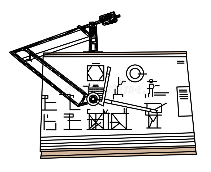 Architectural drawing board isolated on white vector illustration