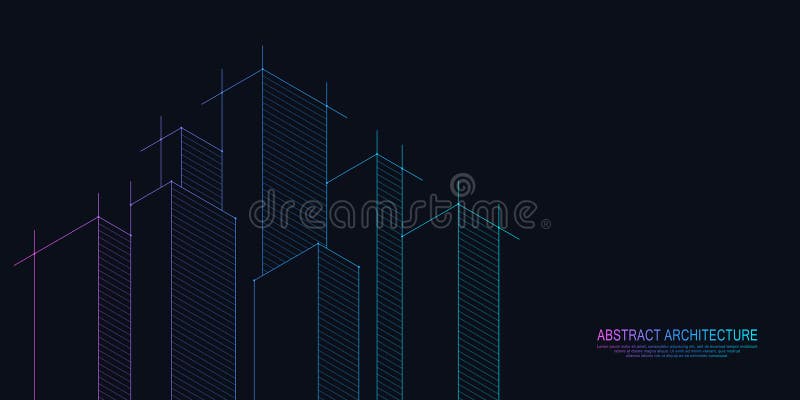 Architectural drawing with building construction. Creative vector illustration of modern architecture royalty free illustration