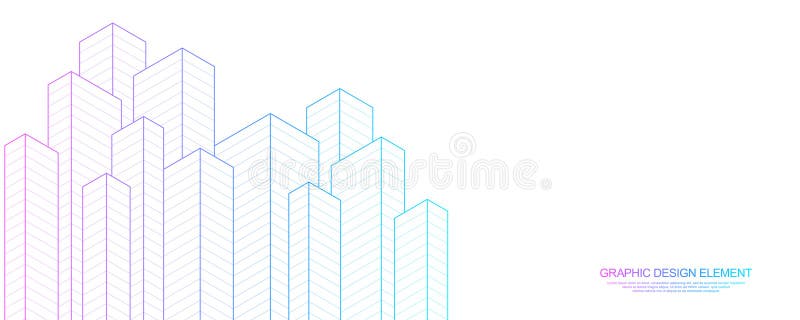 Architectural drawing with building construction. Creative vector illustration of modern architecture vector illustration