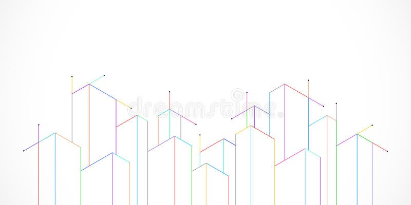 Architectural drawing with building construction stock illustration