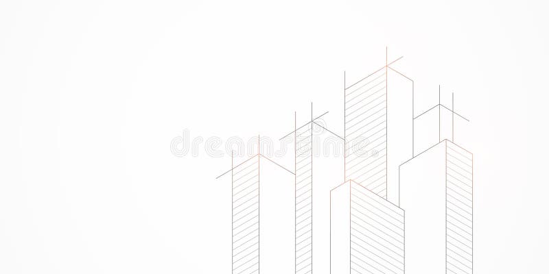 Architectural drawing with building construction stock illustration