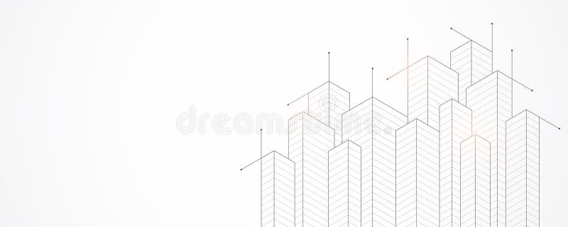 Architectural drawing with building construction stock illustration