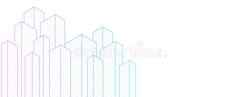 Architectural drawing with building construction stock illustration