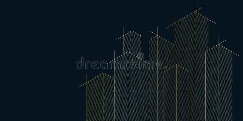 Architectural drawing with building construction stock illustration