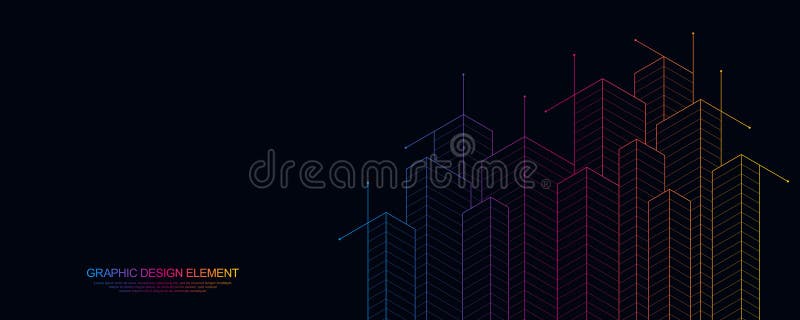 Architectural drawing with building construction stock illustration