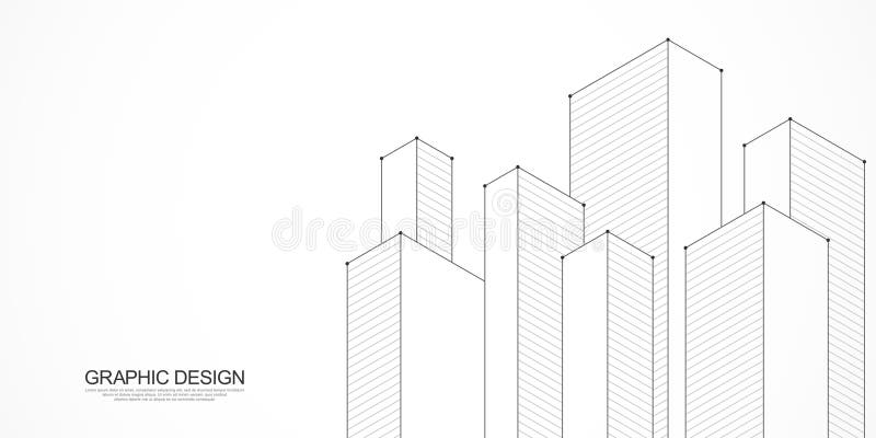 Architectural drawing with building construction stock illustration