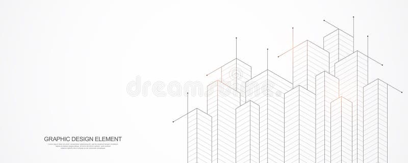 Architectural drawing with building construction royalty free illustration
