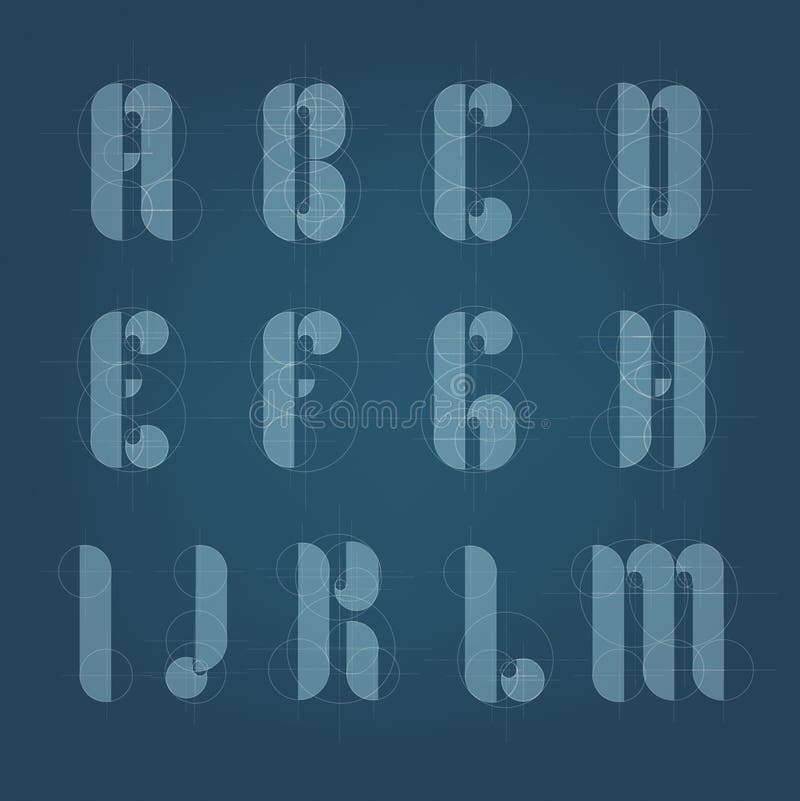 Architectural drawing plane alphabet stock illustration