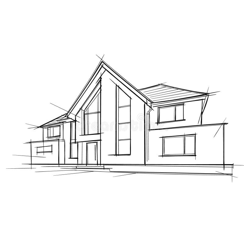 Architectural Drawing of a privat house. stock illustration