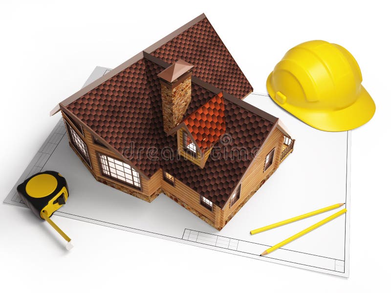 Architectural drawings from the building structure. stock illustration