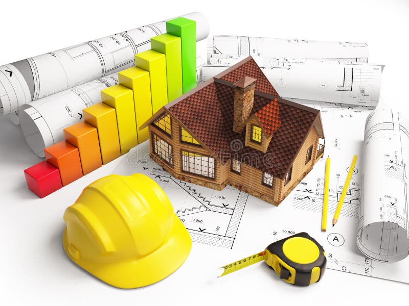 Architectural drawings from the building structure. royalty free illustration