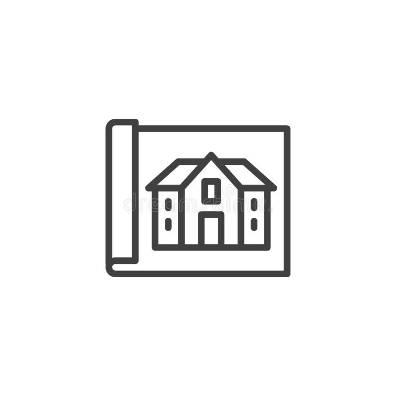 Architectural house project line icon stock illustration