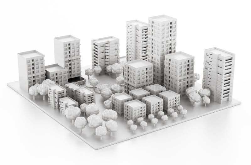 Architectural model printed in a 3D printer. 3D illustration stock illustration