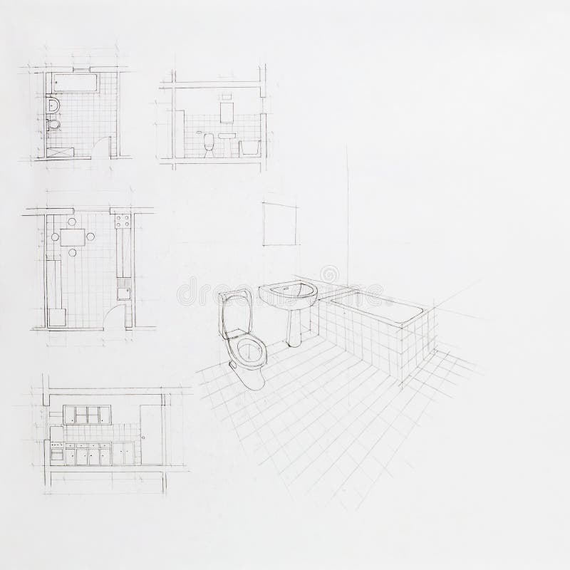 Architectural perspective of a bathroom vector illustration