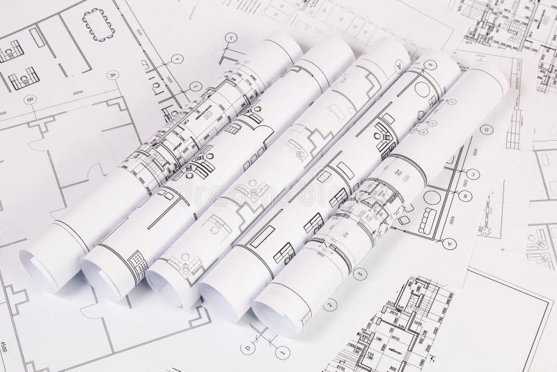 Architectural plan. Engineering house drawings and blueprints. stock photos Architectural plan. Engineering house drawings and blueprints. stock photos