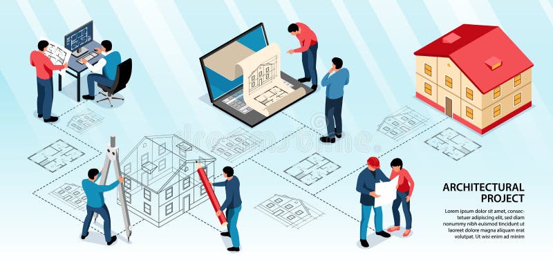 Architectural Project Isometric Infographics