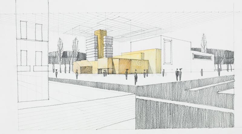 Architectural sketch stock illustration