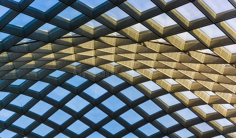 Architecturale die samenvatting van het plafond in Kogod Courty wordt genomen