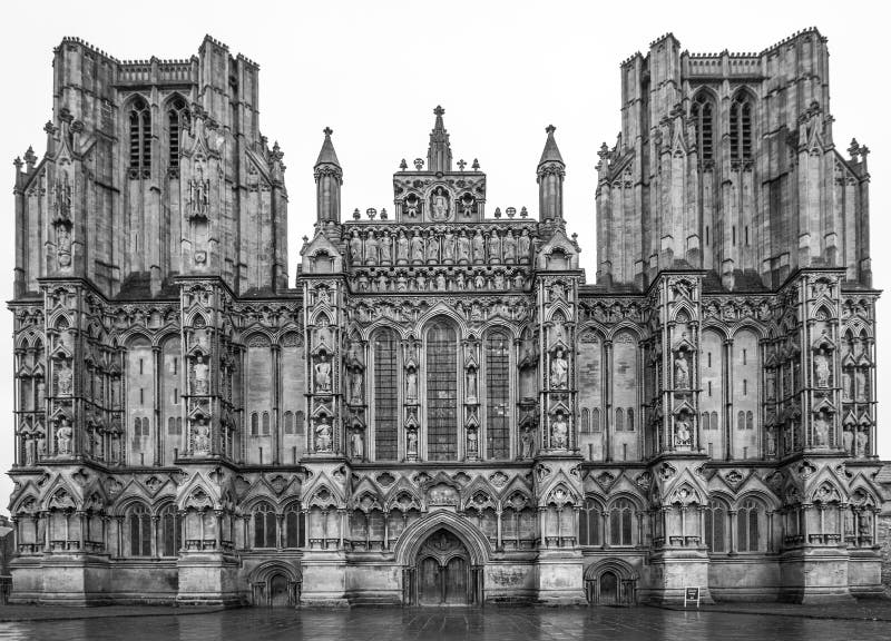 The west front face of Wells Cathedral, Somerset England