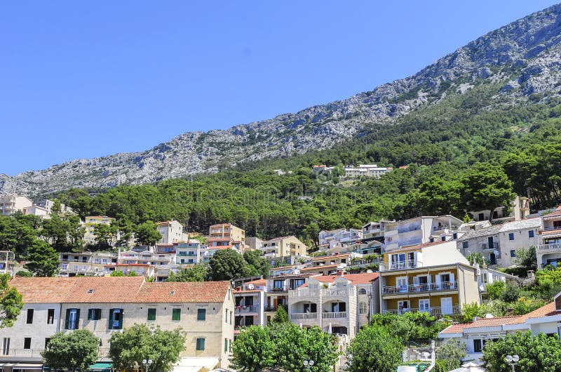 Architecture de la ville de Brela, Croatie photo stock Architecture de la ville de Brela, Croatie photo stock
