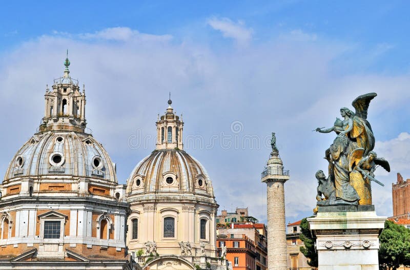 Rome view architecture with old statues and buildings. Rome view architecture with old statues and buildings