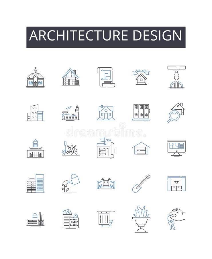 Architecture design line icons collection. Portfolio, Diversify, Assets, Equity, Capital, Returns, Growth vector and royalty free illustration
