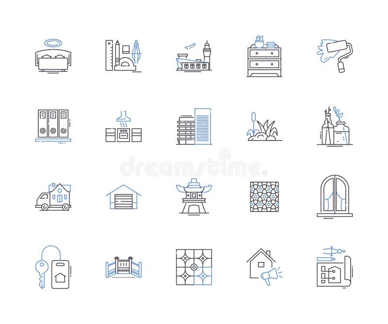 Architecture design outline icons collection. Design, Architecture, Structure, Building, Drafting, Plans, Style vector vector illustration