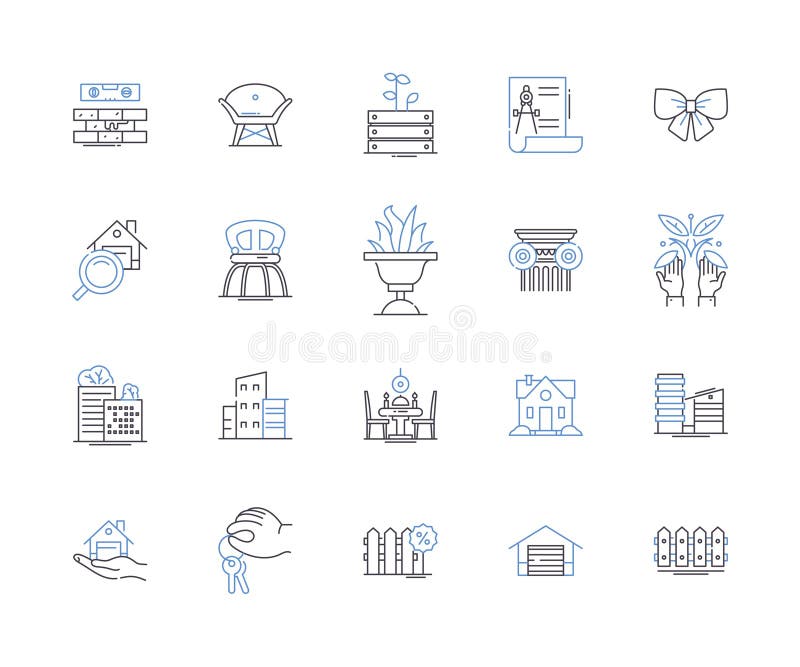 Architecture design outline icons collection. Design, Architecture, Structure, Building, Drafting, Plans, Style vector vector illustration