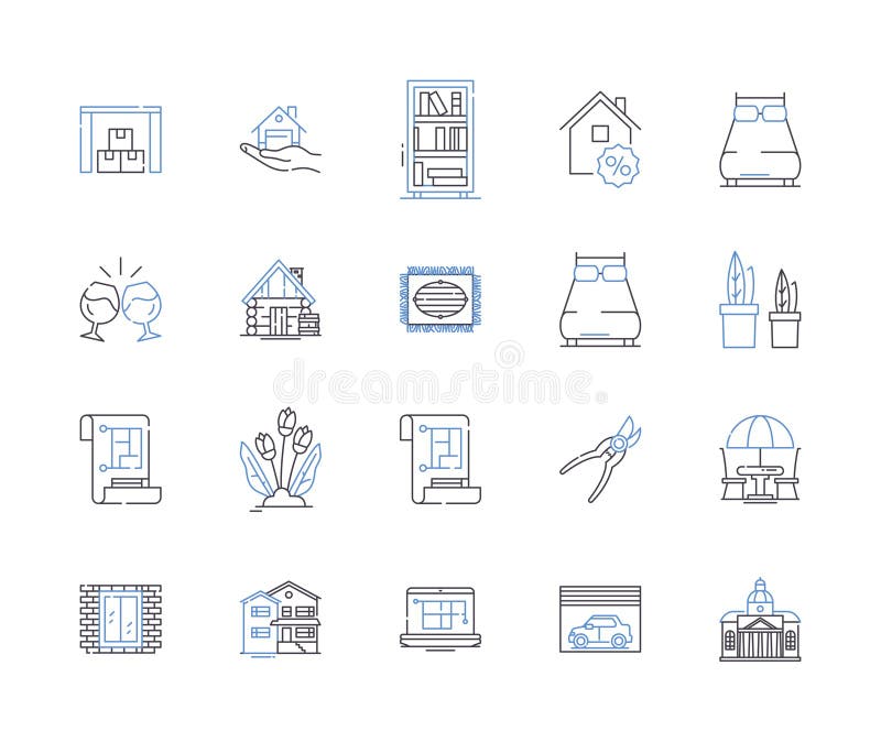 Architecture design outline icons collection. Design, Architecture, Structure, Building, Drafting, Plans, Style vector vector illustration