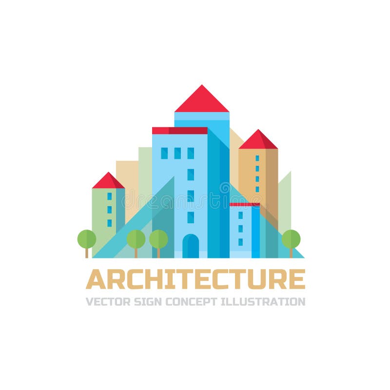 Architecture - illustration de concept de signe de vecteur dans la conception plate de style Signe créatif d'immobiliers Signe de illustration libre de droits Architecture - illustration de concept de signe de vecteur dans la conception plate de style Signe créatif d'immobiliers Signe de illustration libre de droits