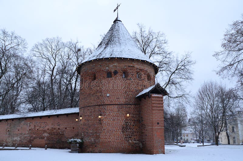 Architecture in Lithuania - the City defensive wall Malunininkas tower stock photos Architecture in Lithuania - the City defensive wall Malunininkas tower stock photos