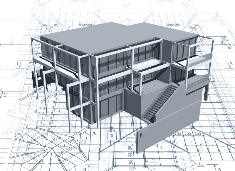 Architecture model house with blueprint. Vector vector illustration Architecture model house with blueprint. Vector vector illustration
