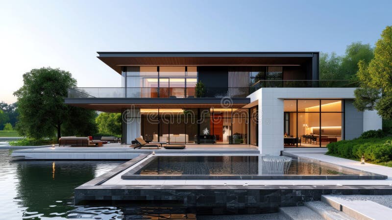 Architecture Modern Design, Concrete House Stock Photo - Image of