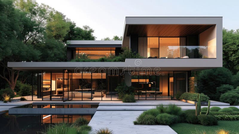Architecture Modern Design, Concrete House Stock Photo - Image of