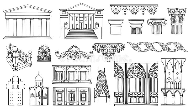 Architecture and ornaments set