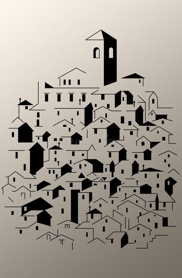 Architecture of Small Towns Stock Illustration Illustration of town