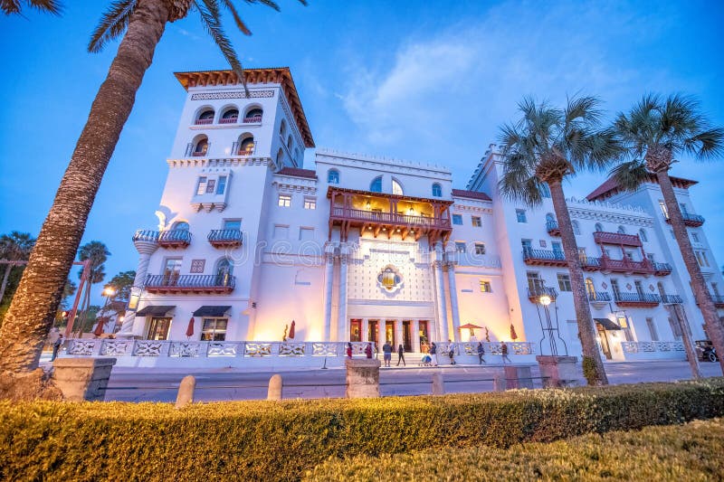 Architecture of St Augustine, Florida at Sunset Stock Image Image of