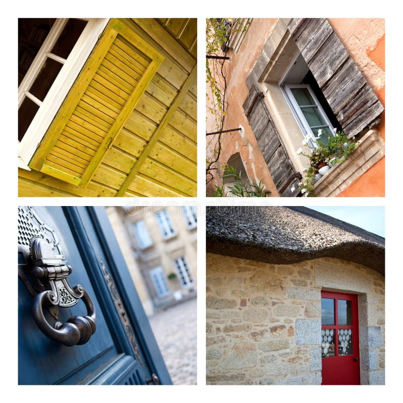 Various styles of French architecture on a collage