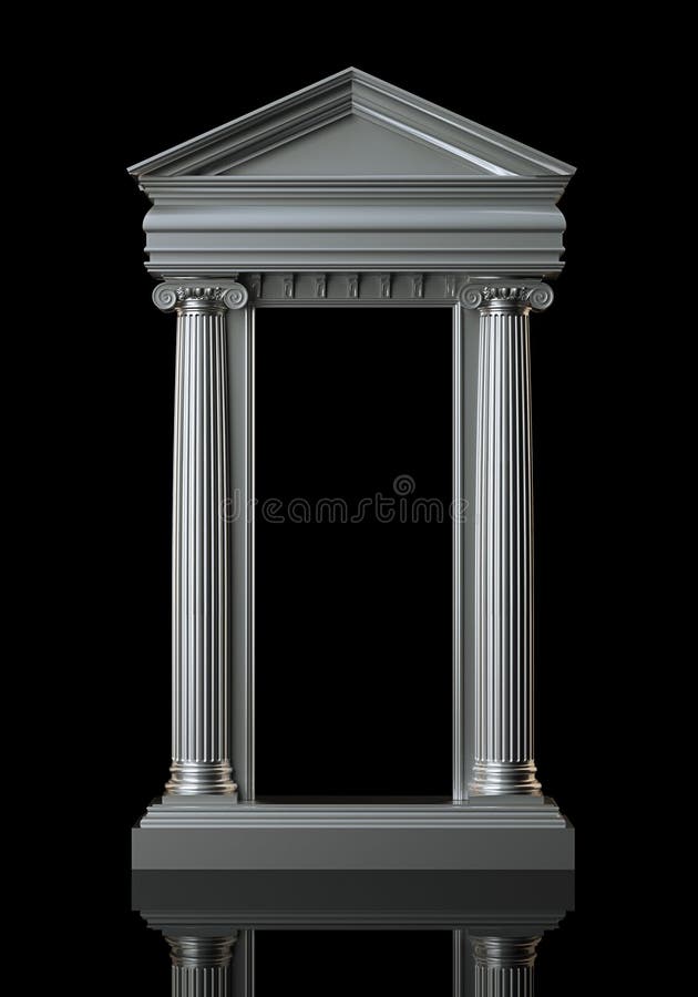 Architecture White Marble Columns On Black Background Stock