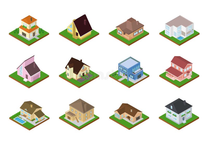 Architectuur van de huis de vector isometrische huisvesting of de woonreeks van de huisillustratie van huishouden de bouwbuitenka stock illustratie Architectuur van de huis de vector isometrische huisvesting of de woonreeks van de huisillustratie van huishouden de bouwbuitenka stock illustratie