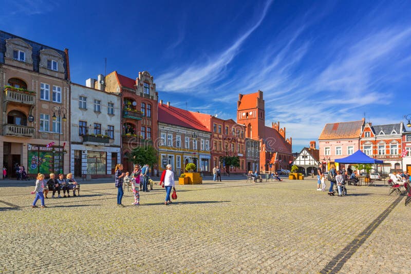 Architectuur van het stadsvierkant in golub-Dobrzyn stock afbeelding Architectuur van het stadsvierkant in golub-Dobrzyn stock afbeelding