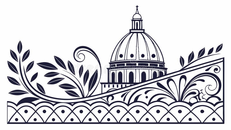 Architektoniczna elegancja i szczegóły struktury kopuły ornej. royalty ilustracja
