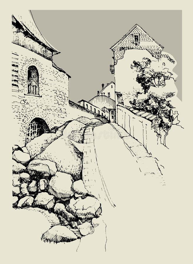 Architektur der alten Stadt stock abbildung Architektur der alten Stadt stock abbildung