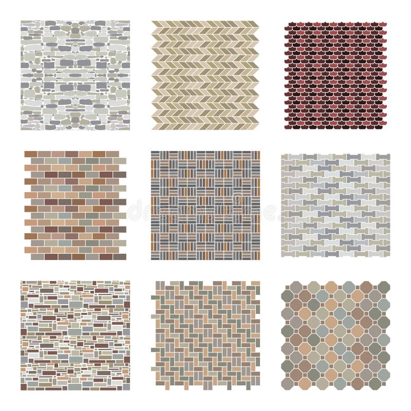 Architektur- und Landschaftsfelsen und Ziegelsteinmuster eingestellt lizenzfreie abbildung Architektur- und Landschaftsfelsen und Ziegelsteinmuster eingestellt lizenzfreie abbildung