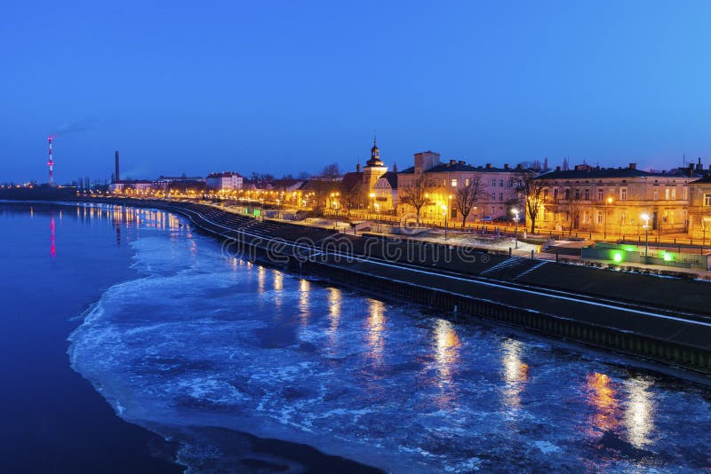 Architektura Włocławka w nocy zdjęcie stock